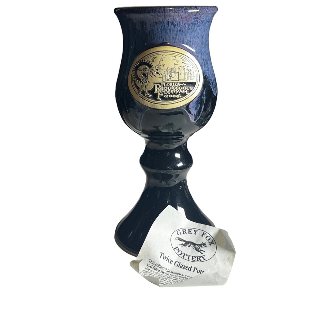 Grey Fox Pottery Goblet Florida Renaissance Festival‎ 2000 Collectible USA